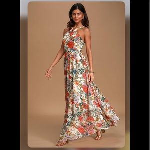 Lulus Lilja Cream Floral Print Maxi Dress